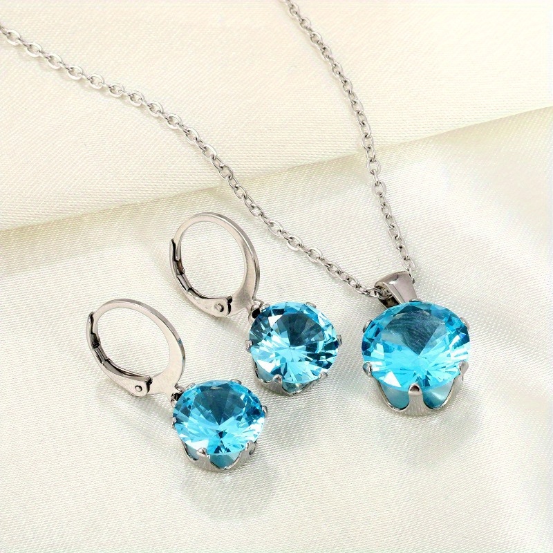 3pcs Rhinestone Pendant Necklace Set